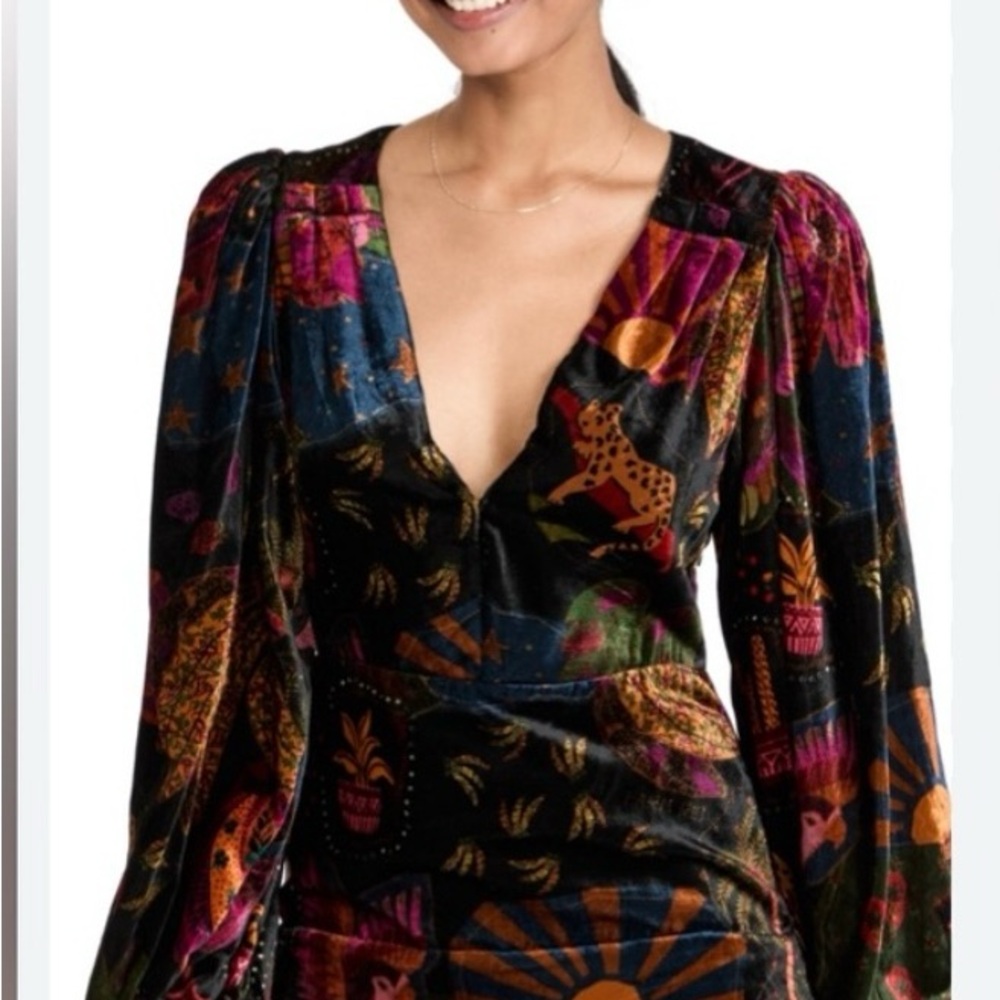 Colorful Velvet Dress with Animal Print